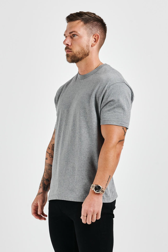 LEGEND* BASICS T-SHIRT MIT MUSCLE-FIT – DUNKELGRAU MELIERT