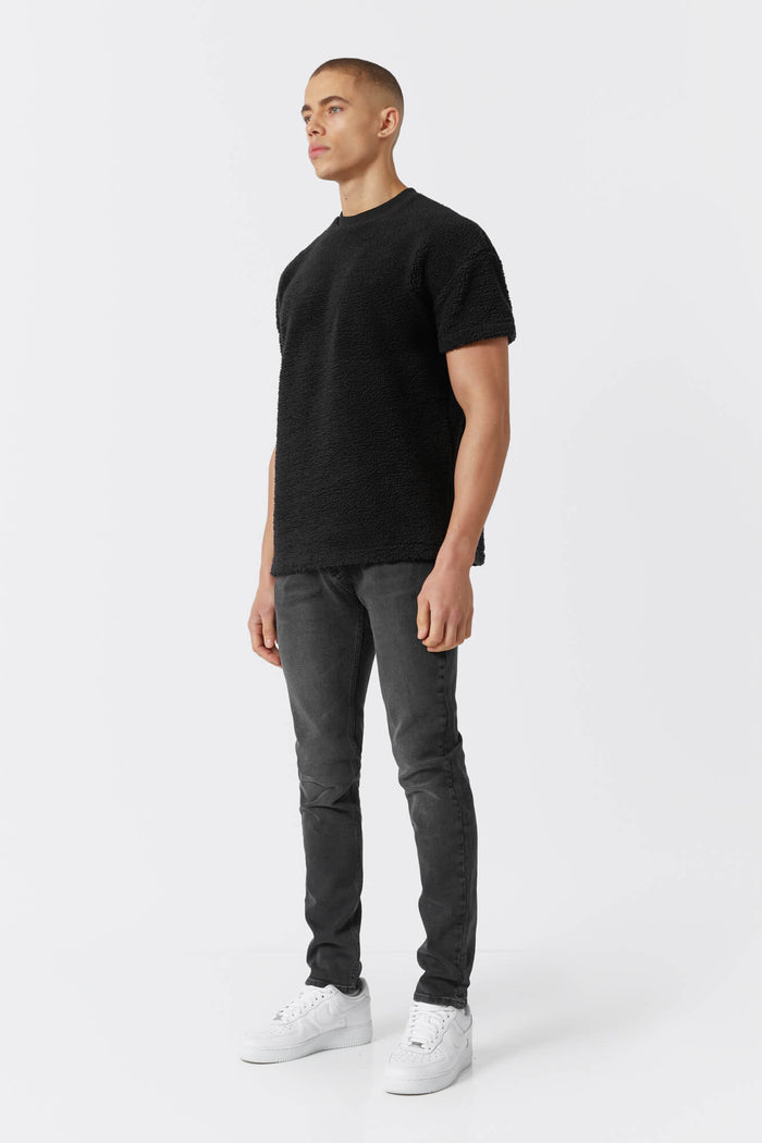 TOWELLING T-SHIRT - BLACK