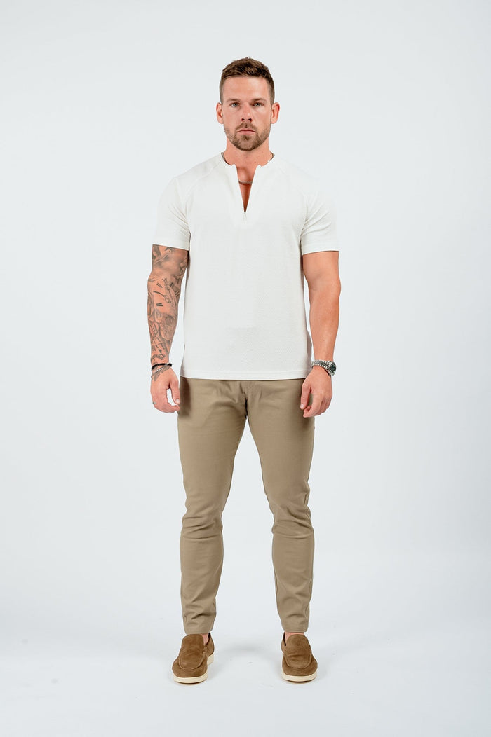 STRUKTURIERTES HENLEY-TOP – WEISS