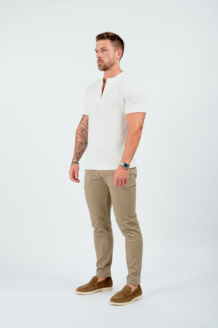 STRUKTURIERTES HENLEY-TOP – WEISS