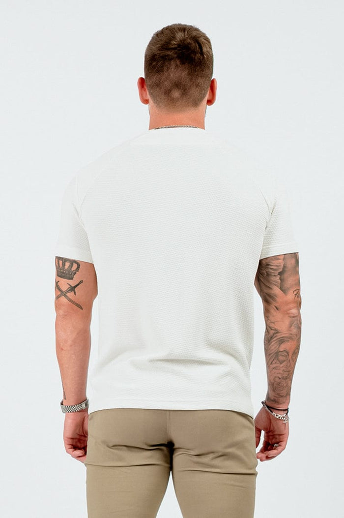 GETEXTUREERDE HENLEY TOP - WIT