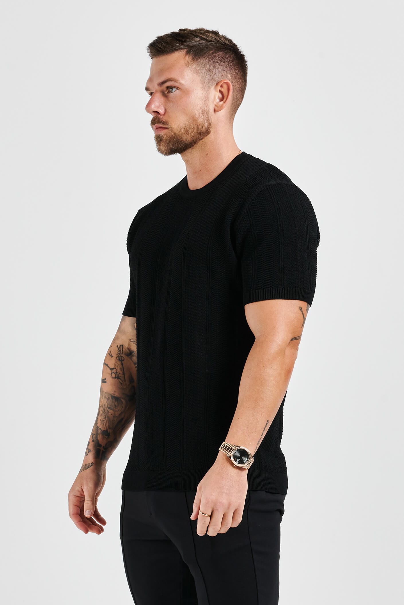 Legend London T-SHIRT TEXTURED TEE - BLACK