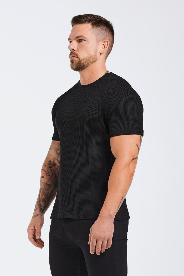 CAMISETA WAFFLE - NEGRO