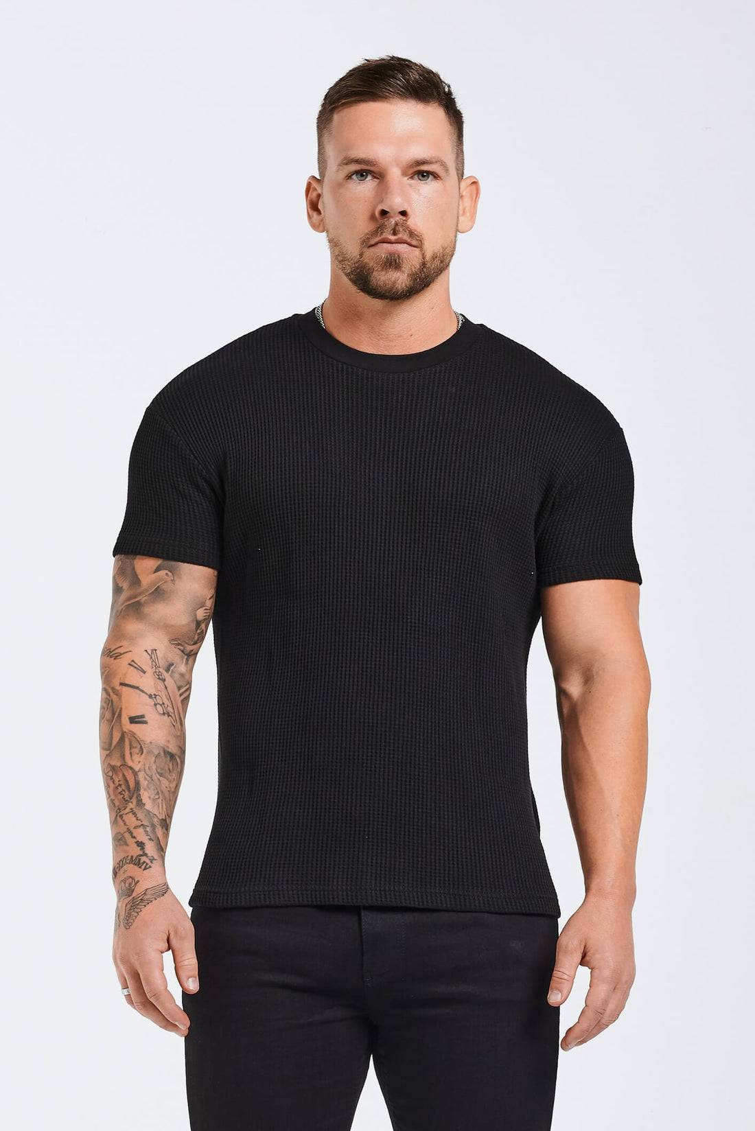 Legend London T-SHIRT WAFFLE T-SHIRT - BLACK