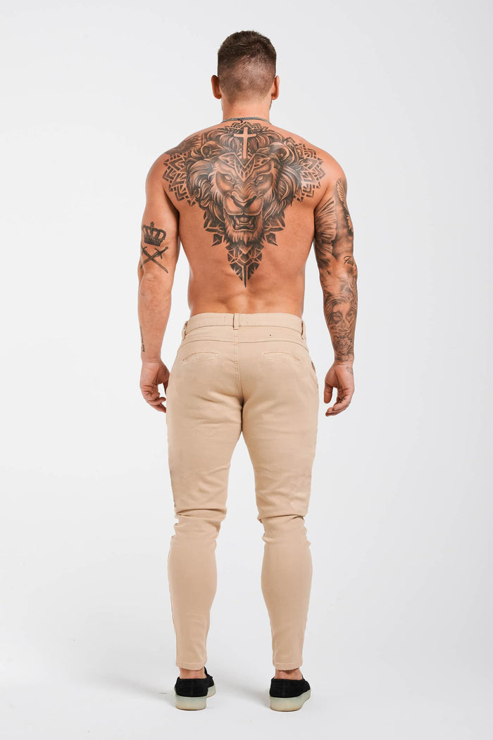 TEXTURED STRETCH CHINO - BEIGE