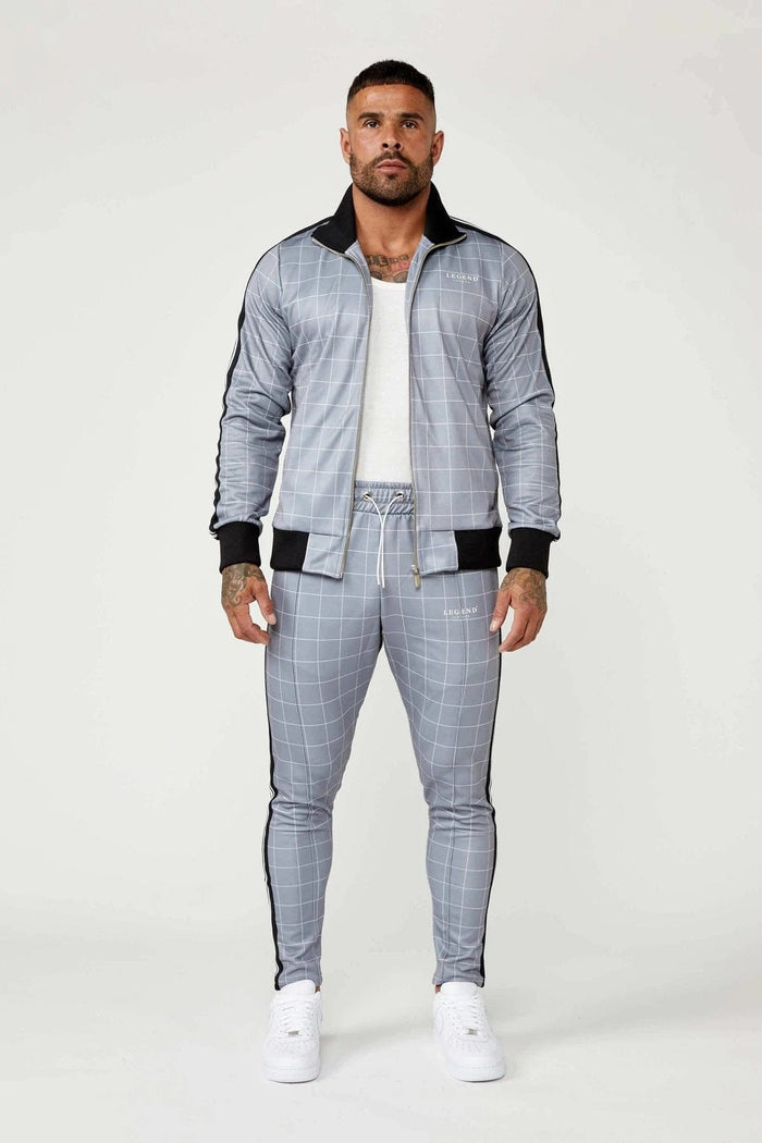 TRACK JACKET IN WINDOWPANE CHECK - GREY