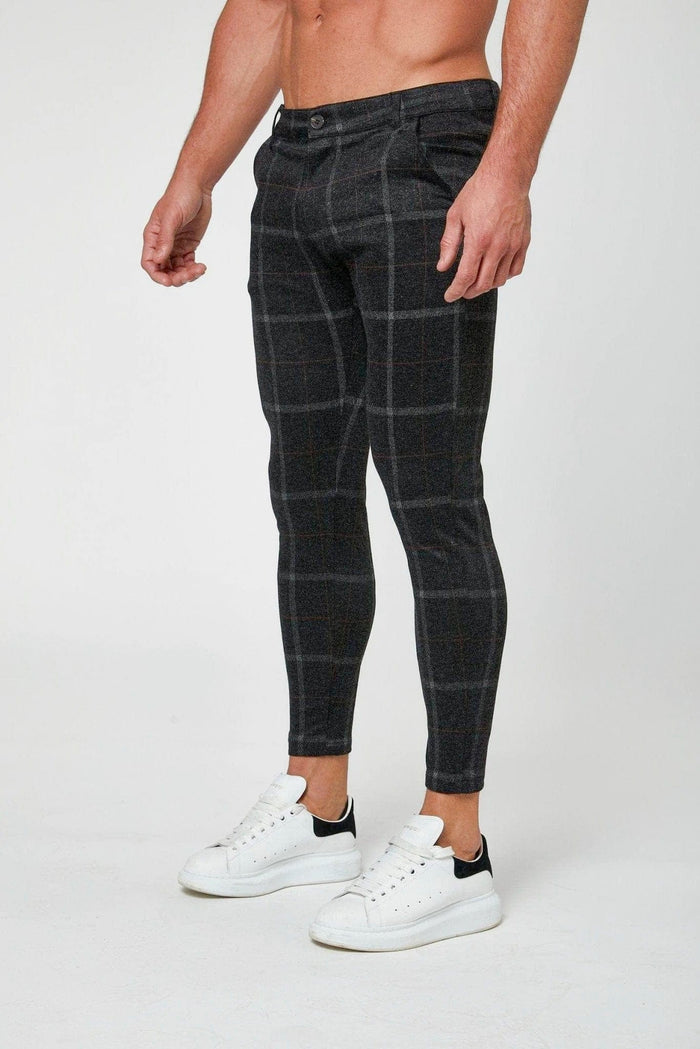 PANTALÓN STRETCH CUADROS - NEGRO