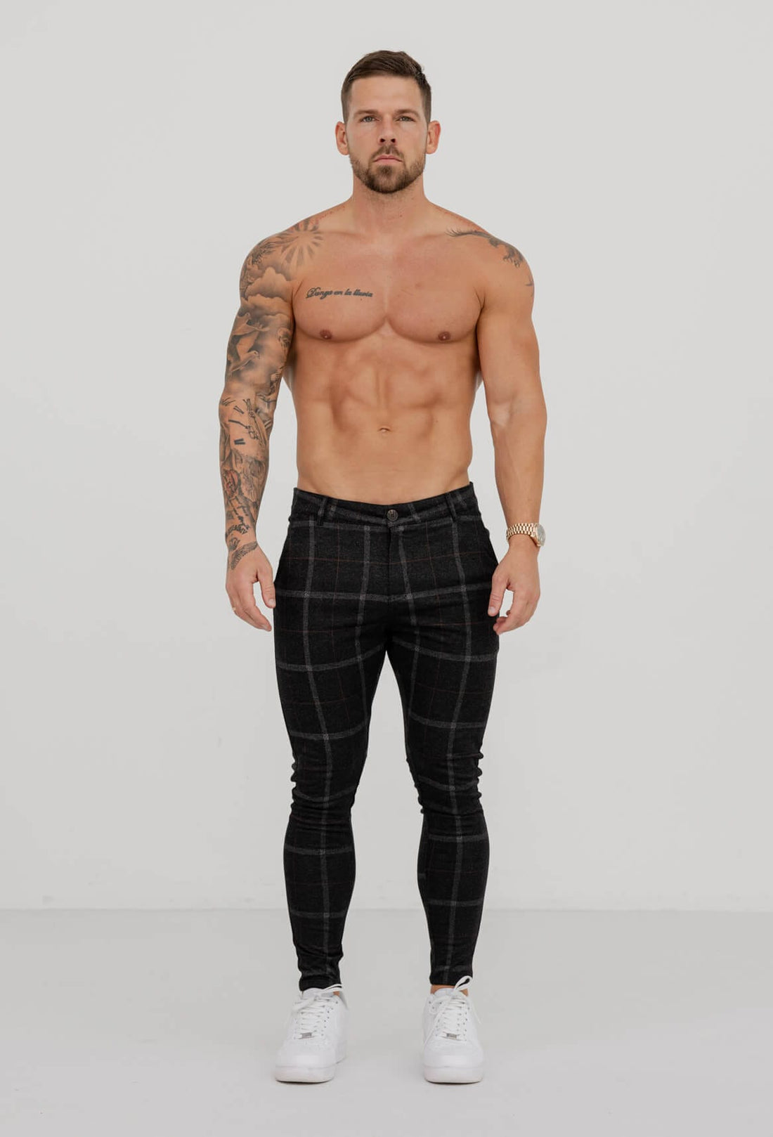 Legend London Trouser CHECKERED STRETCH TROUSERS - BLACK