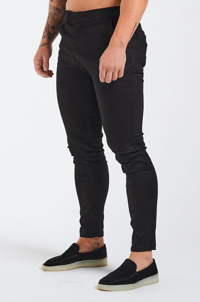 SLIM FIT BROEK MET HOGE TAILLE - ZWART