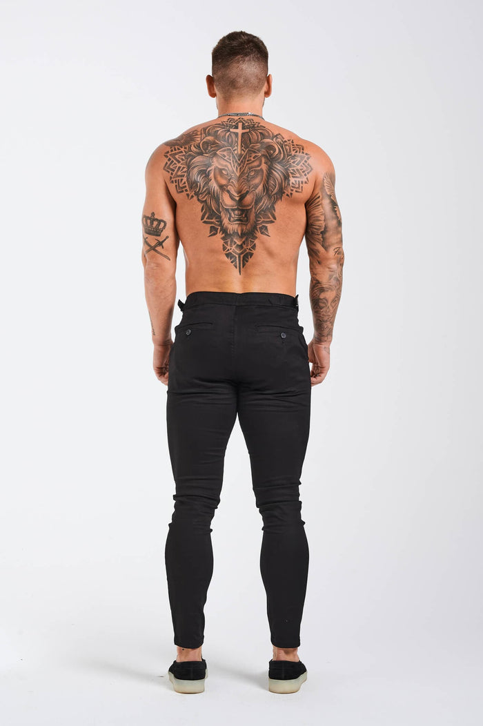 SLIM FIT BROEK MET HOGE TAILLE - ZWART