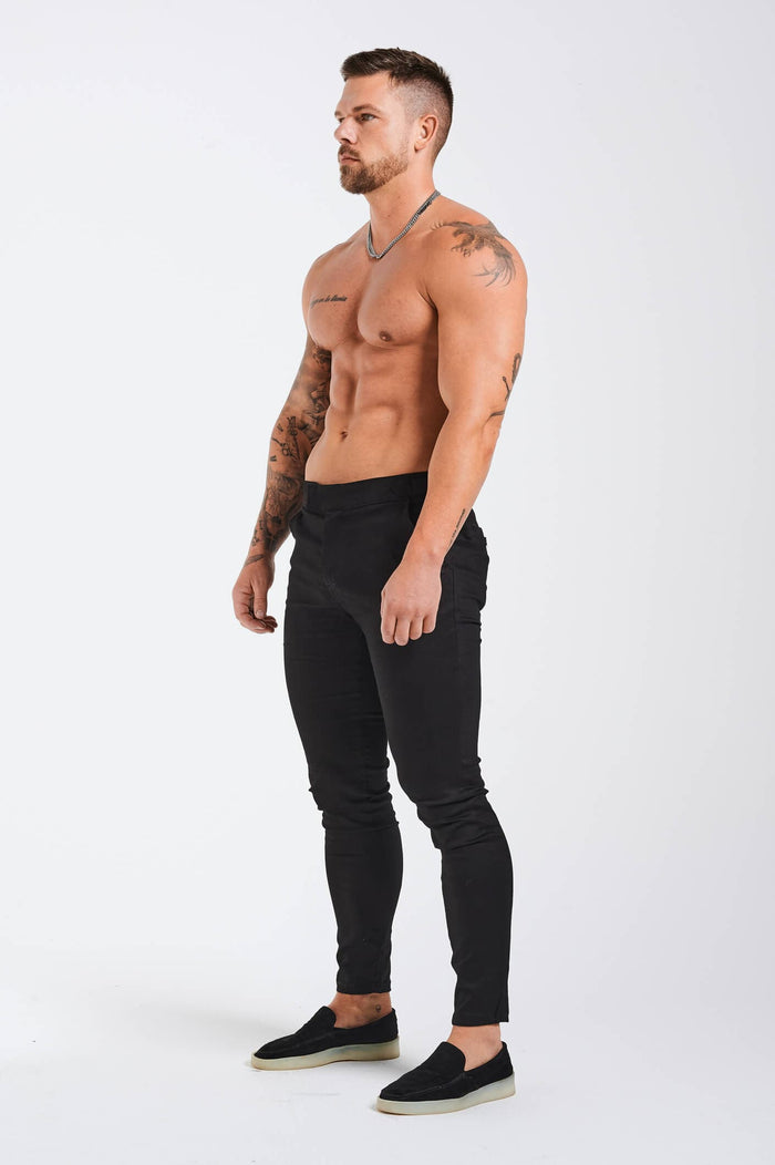 SLIM FIT BROEK MET HOGE TAILLE - ZWART