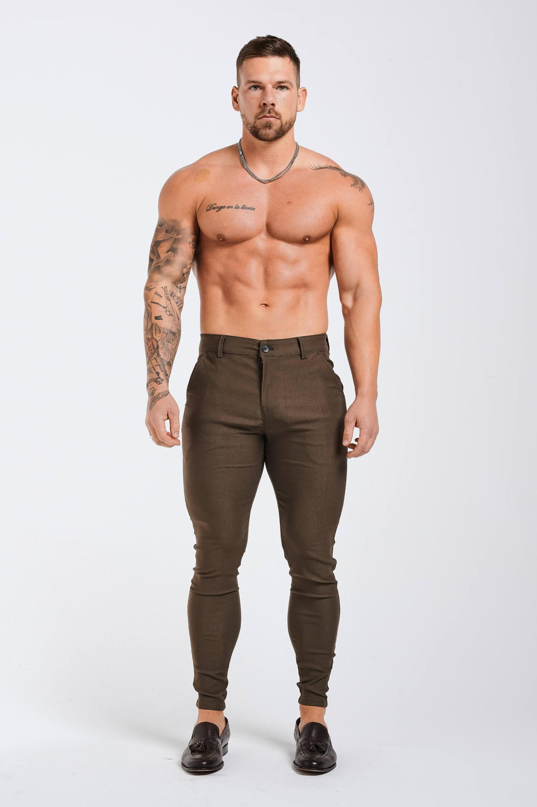 Legend London Trousers - chino FLEX CHINO SLIM FIT - BROWN