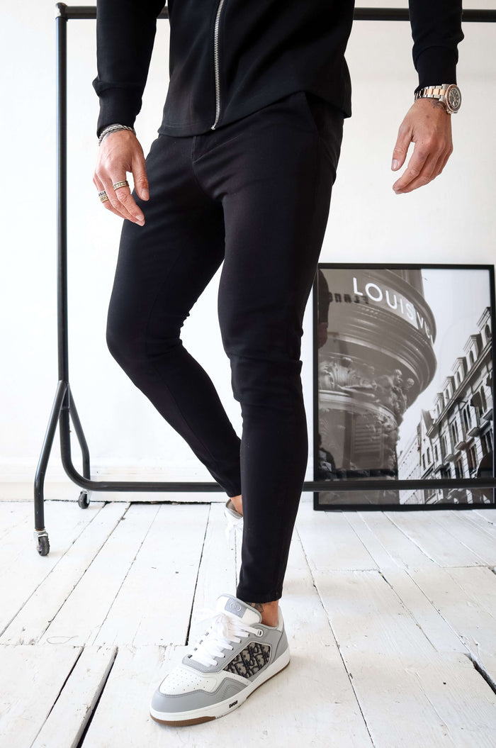 CHINO STRETCH CON SPRAY - NEGRO