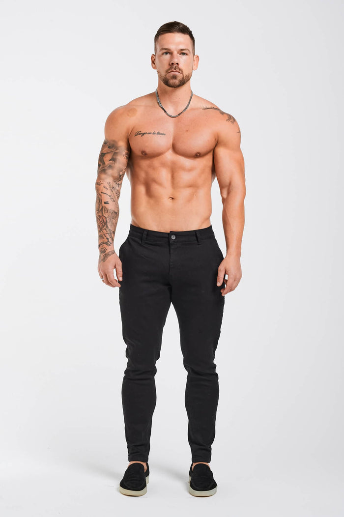 TEXTURED STRETCH CHINO - BLACK