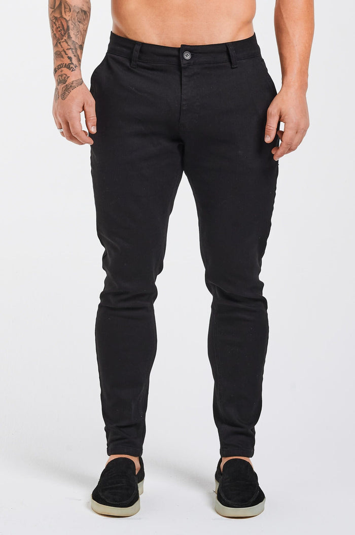 TEXTURED STRETCH CHINO - BLACK