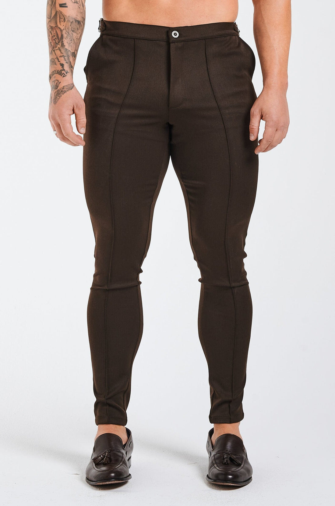 Legend London Trousers - Cinch PLAIN STRETCH TROUSER W/SIDE CINCH - TAUPE