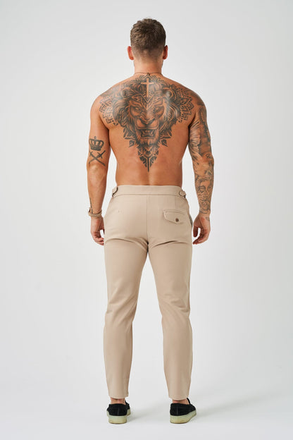 Legend London Trousers - Cinch SLIM FIT PLAIN STRETCH TROUSER W/ SIDE CINCH - BEIGE