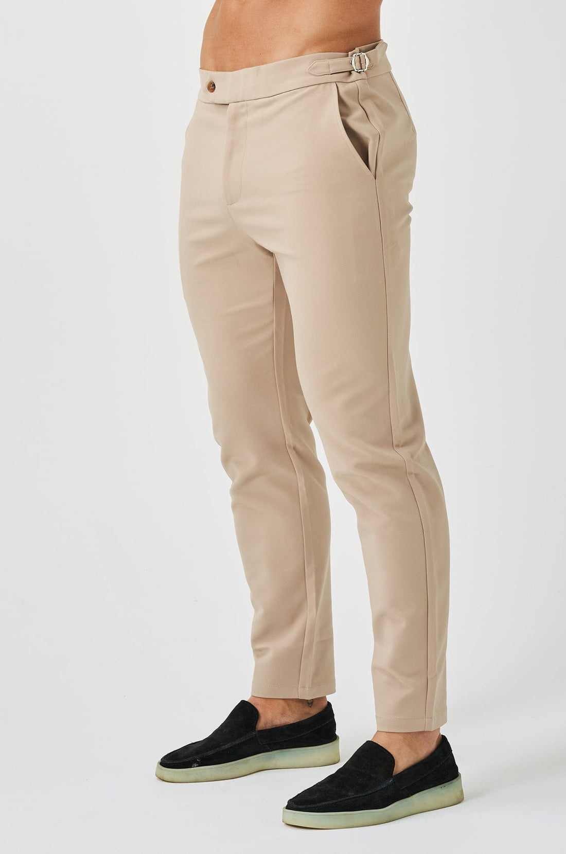 Legend London Trousers - Cinch SLIM FIT PLAIN STRETCH TROUSER W/ SIDE CINCH - BEIGE