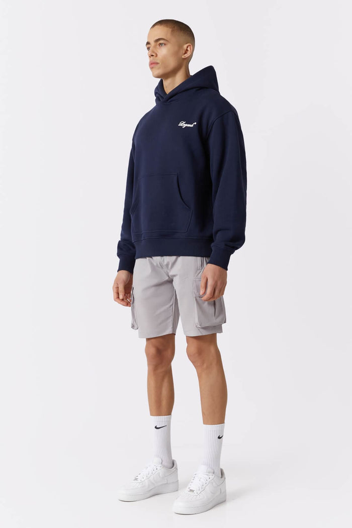 SCRIPT LOGO PUFF PRINT HOODIE - DEEP NAVY