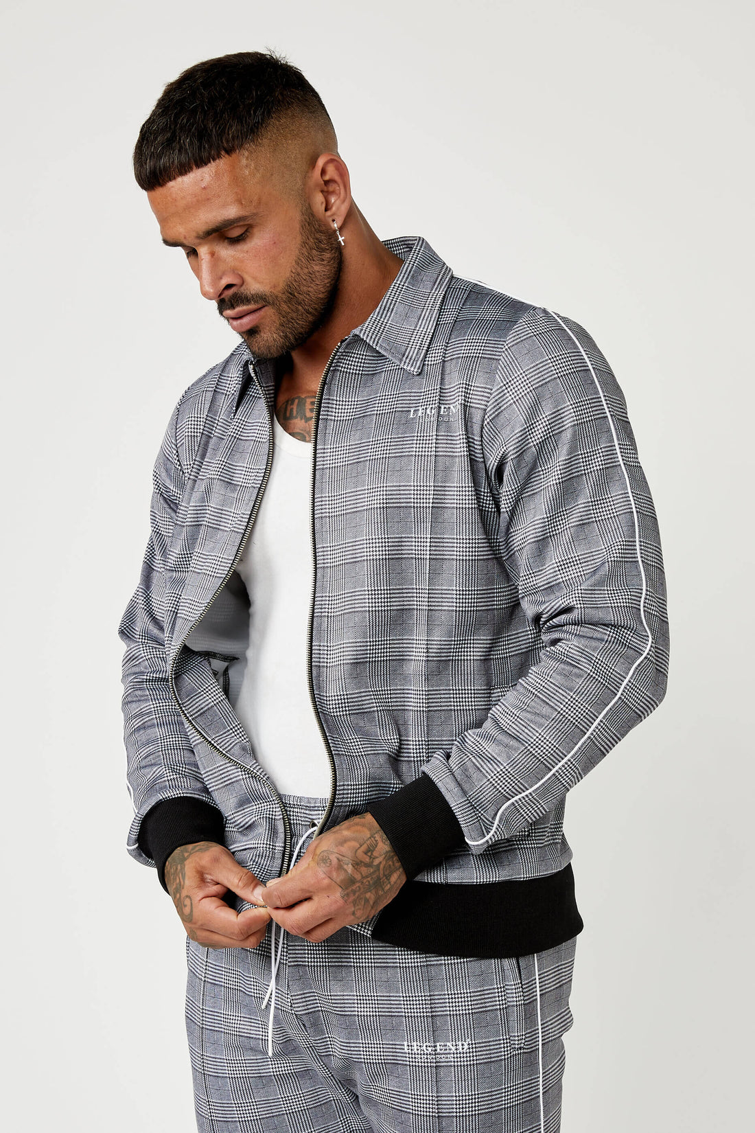 Legend London Jackets Smart Track Jacket In Check - Grey