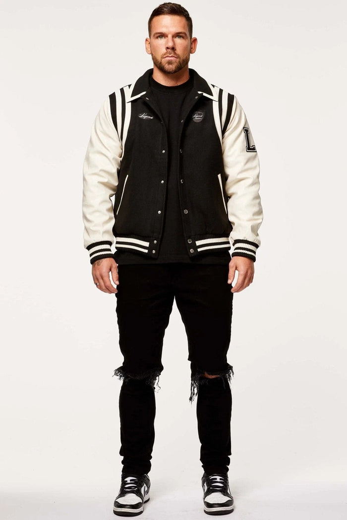 VARSITY JACKET - BLACK AND CREAM