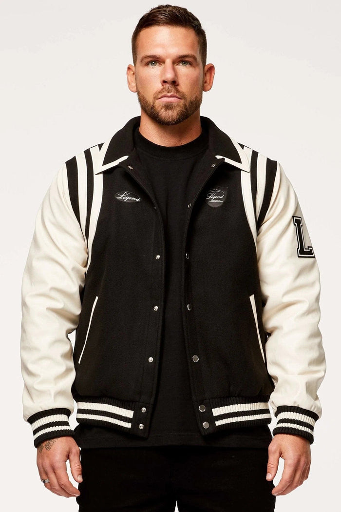 VARSITY JACKET - BLACK AND CREAM