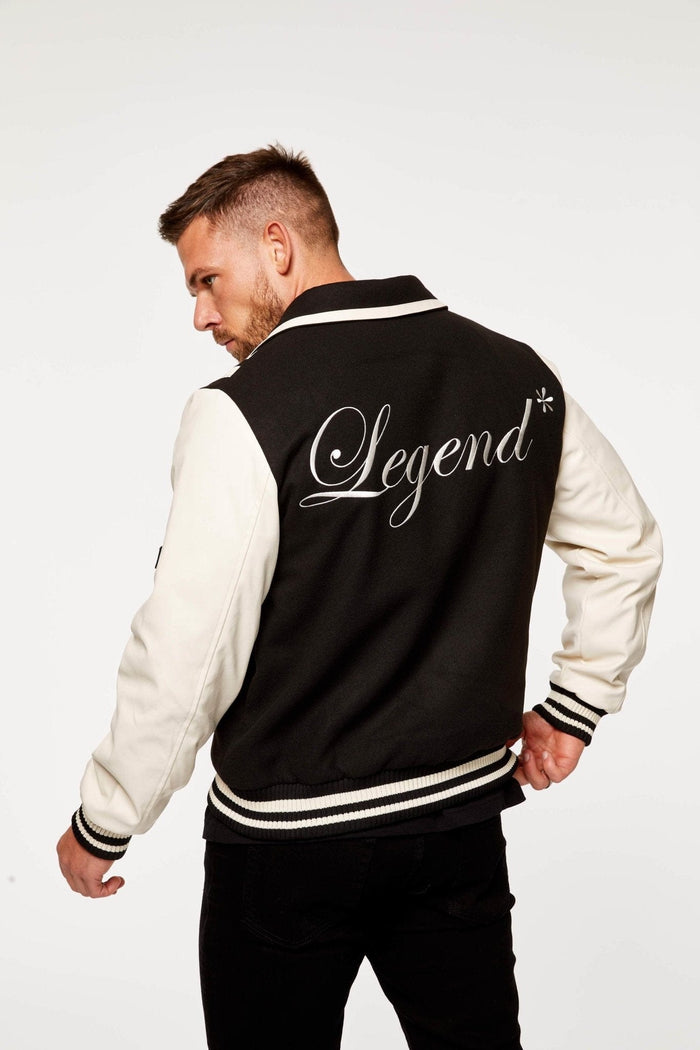 VARSITY JACKET - BLACK AND CREAM