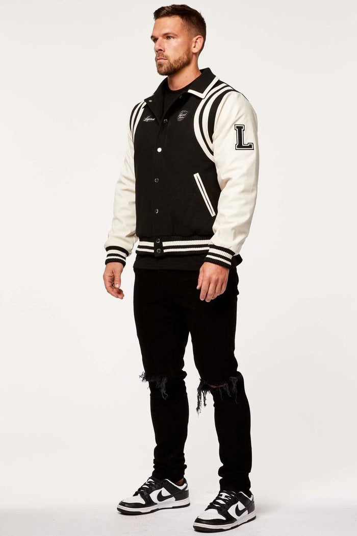 VARSITY JACKET - BLACK AND CREAM