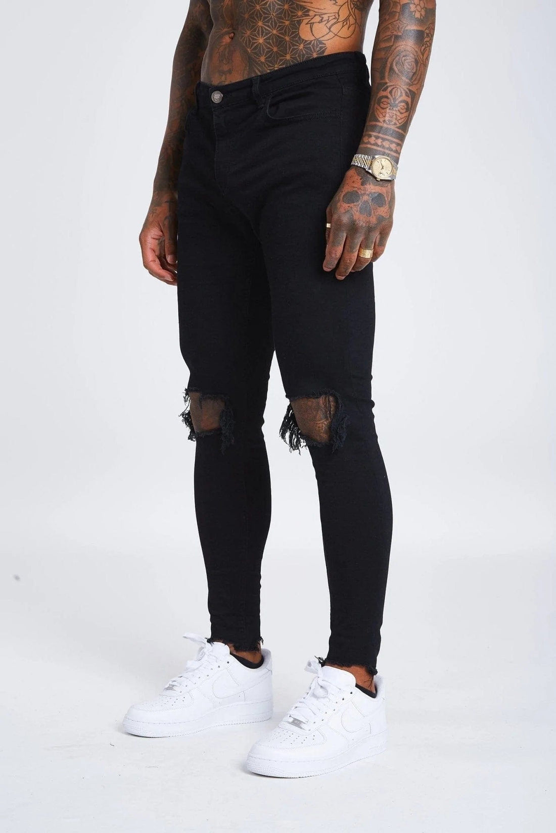 Legend London Jeans Black Destroyed Knee Jeans