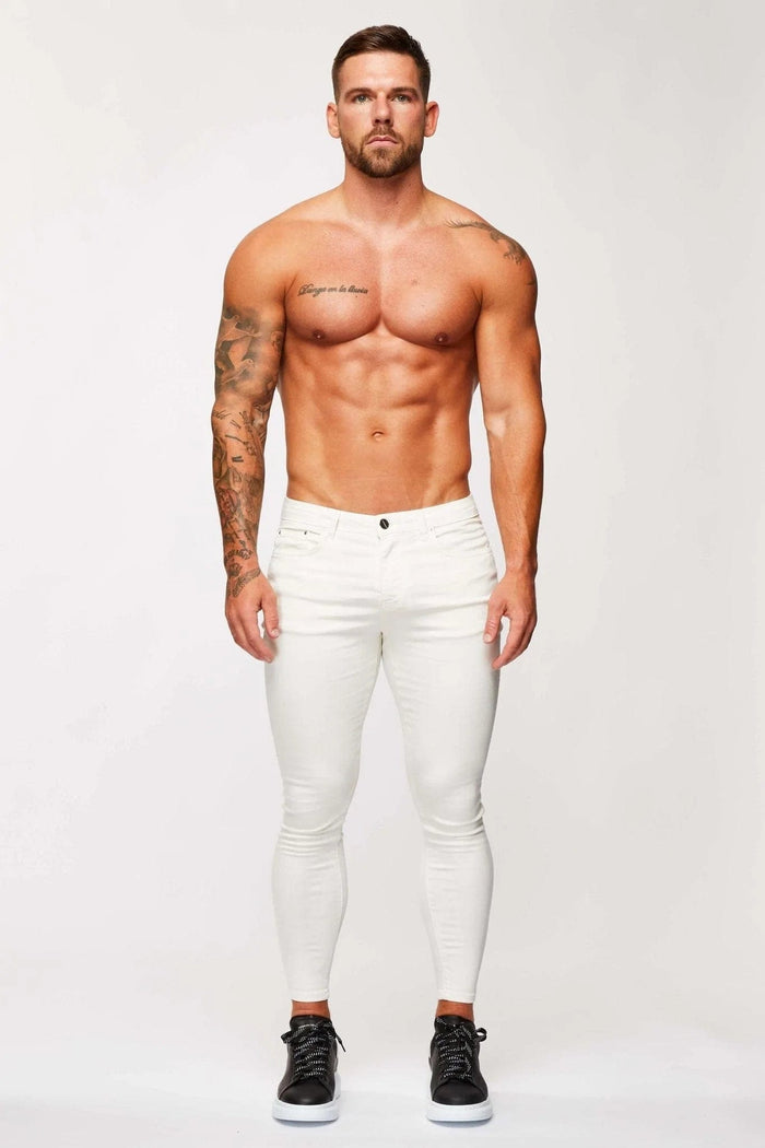 SKINNY FIT JEANS - ECRU – Legend London