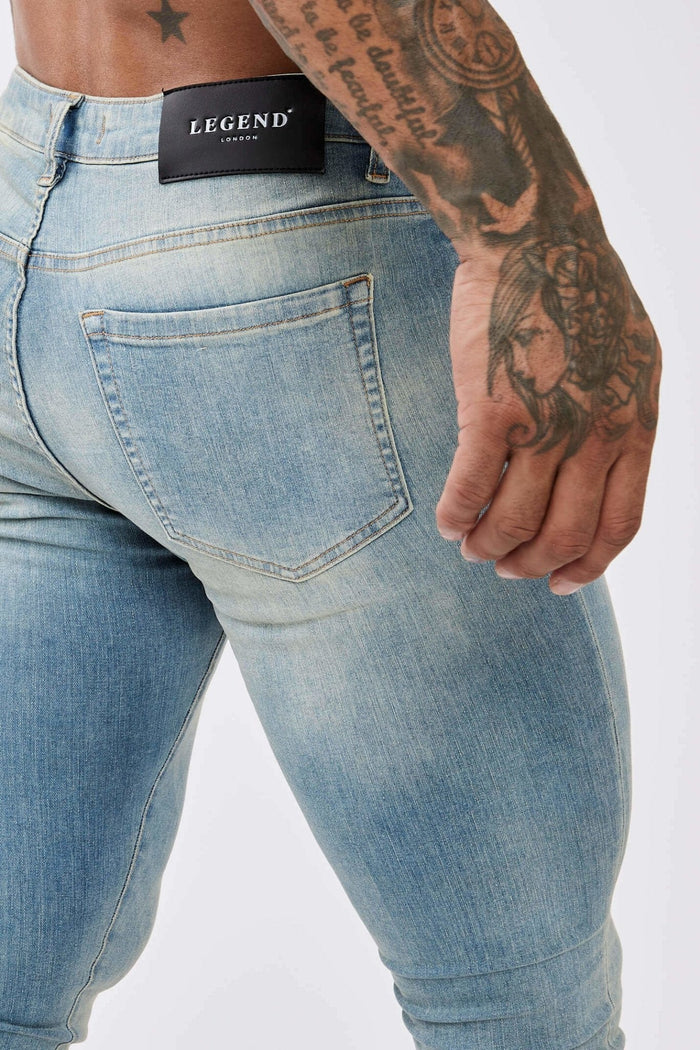 SKINNY FIT JEANS - LIGHT WASHED SAND BLUE