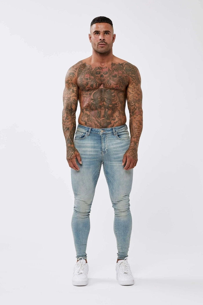 SKINNY FIT JEANS - LIGHT WASHED SAND BLUE