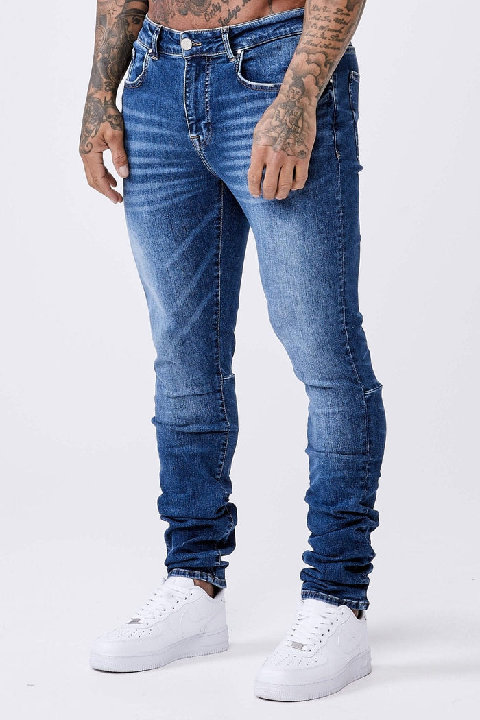 PREMIUM SKINNY FIT JEANS - DARK BLUE WASH