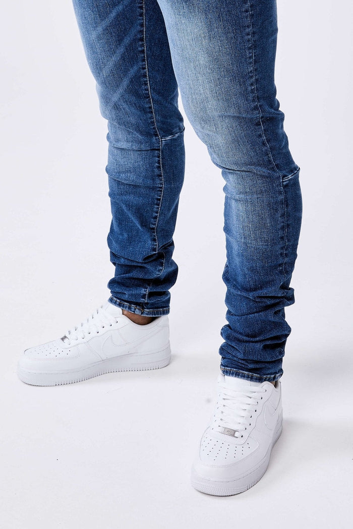 PREMIUM SKINNY FIT JEANS – DUNKELBLAU WASCHE