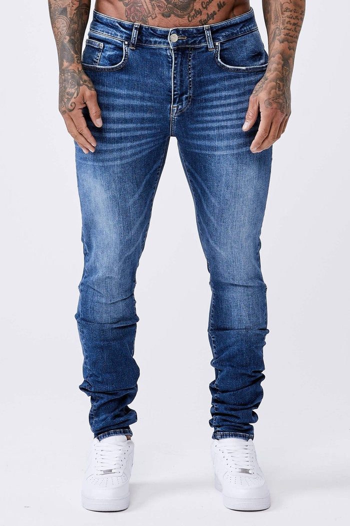 PREMIUM SKINNY FIT JEANS – DUNKELBLAU WASCHE