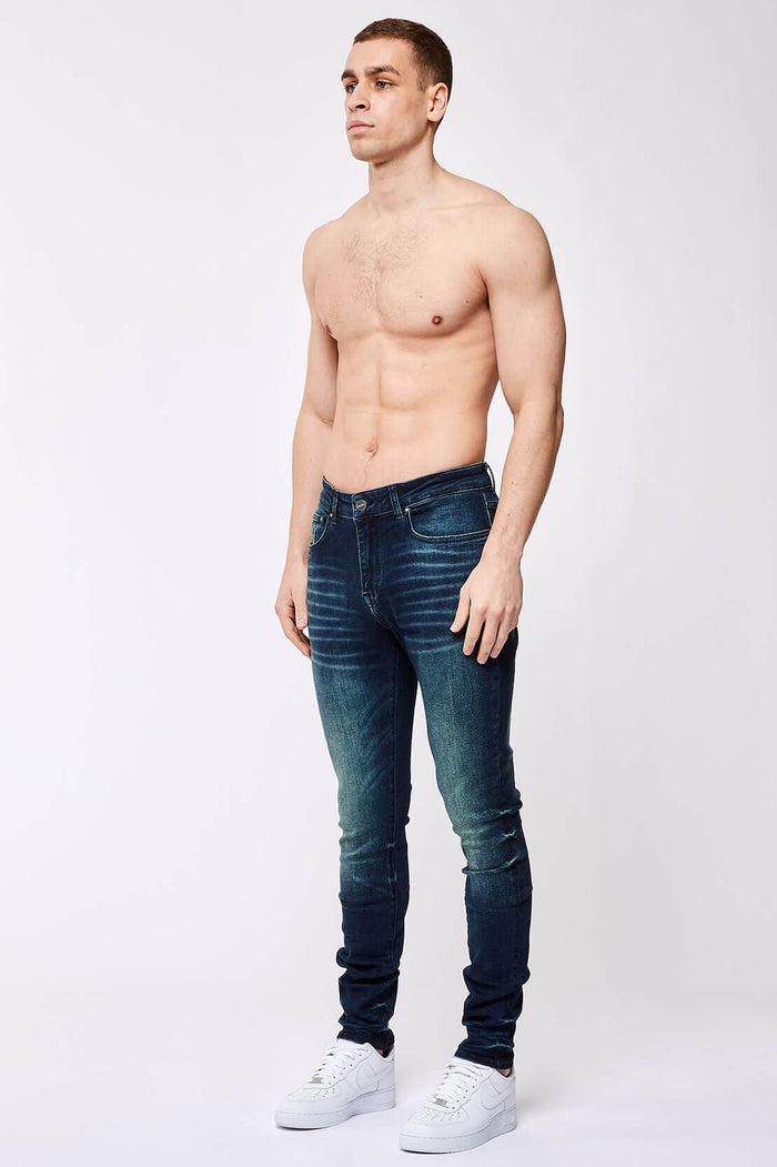 SKINNY FIT JEANS-DARK BLUE OVERDYE