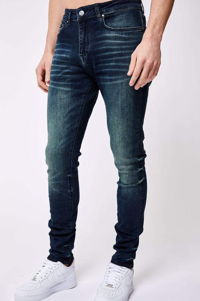 SKINNY FIT JEANS-DARK BLUE OVERDYE