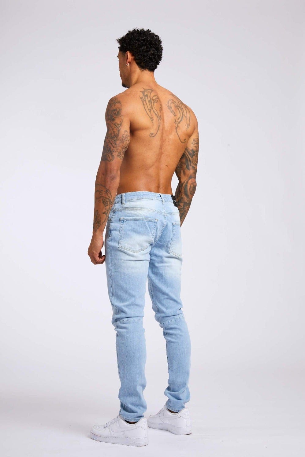 Mens light blue deals skinny ripped jeans