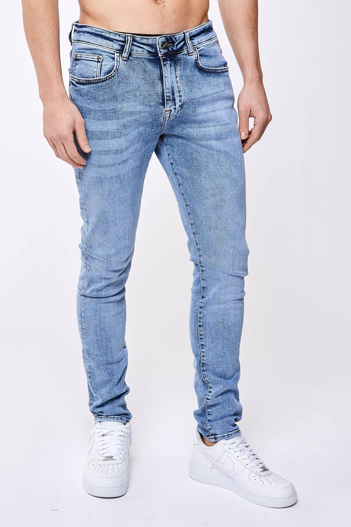 SKINNY-FIT-JEANS – GEWASCHTER INDIGO-DENIM