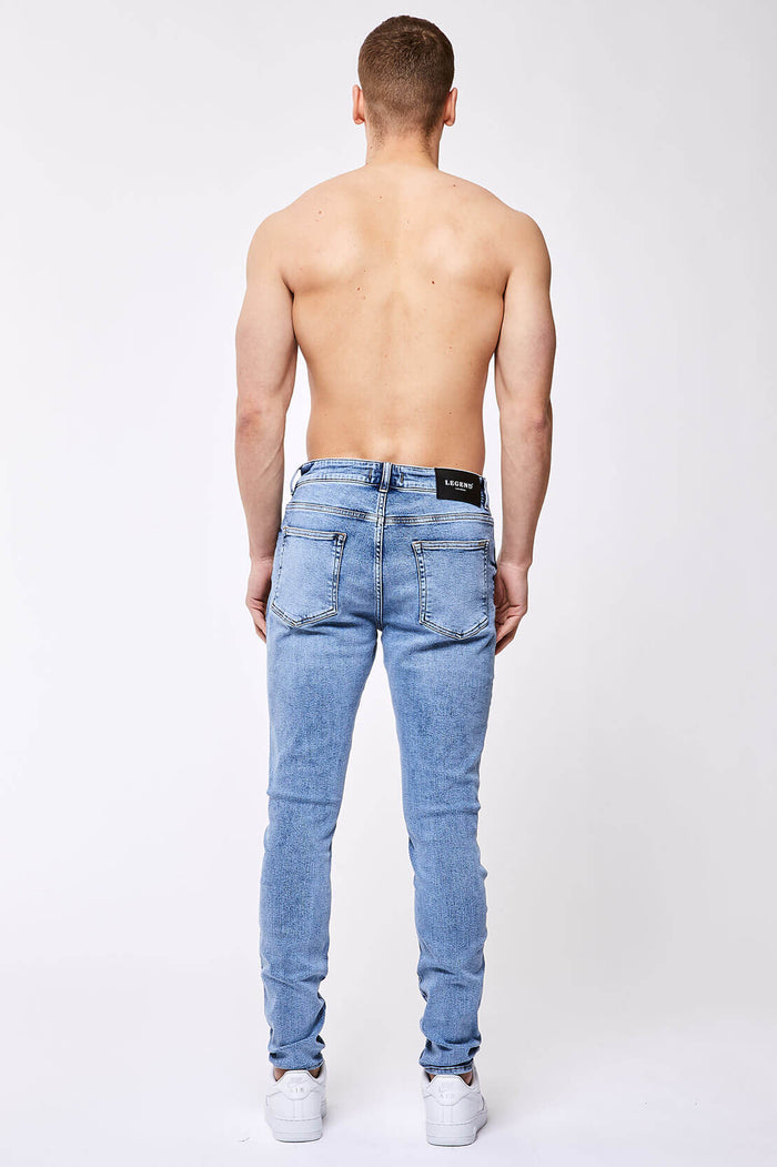 SKINNY FIT JEANS - GEWASSEN INDIGO DENIM