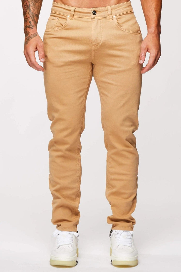 JEANS MET RECHTE PIJPEN - BEIGE