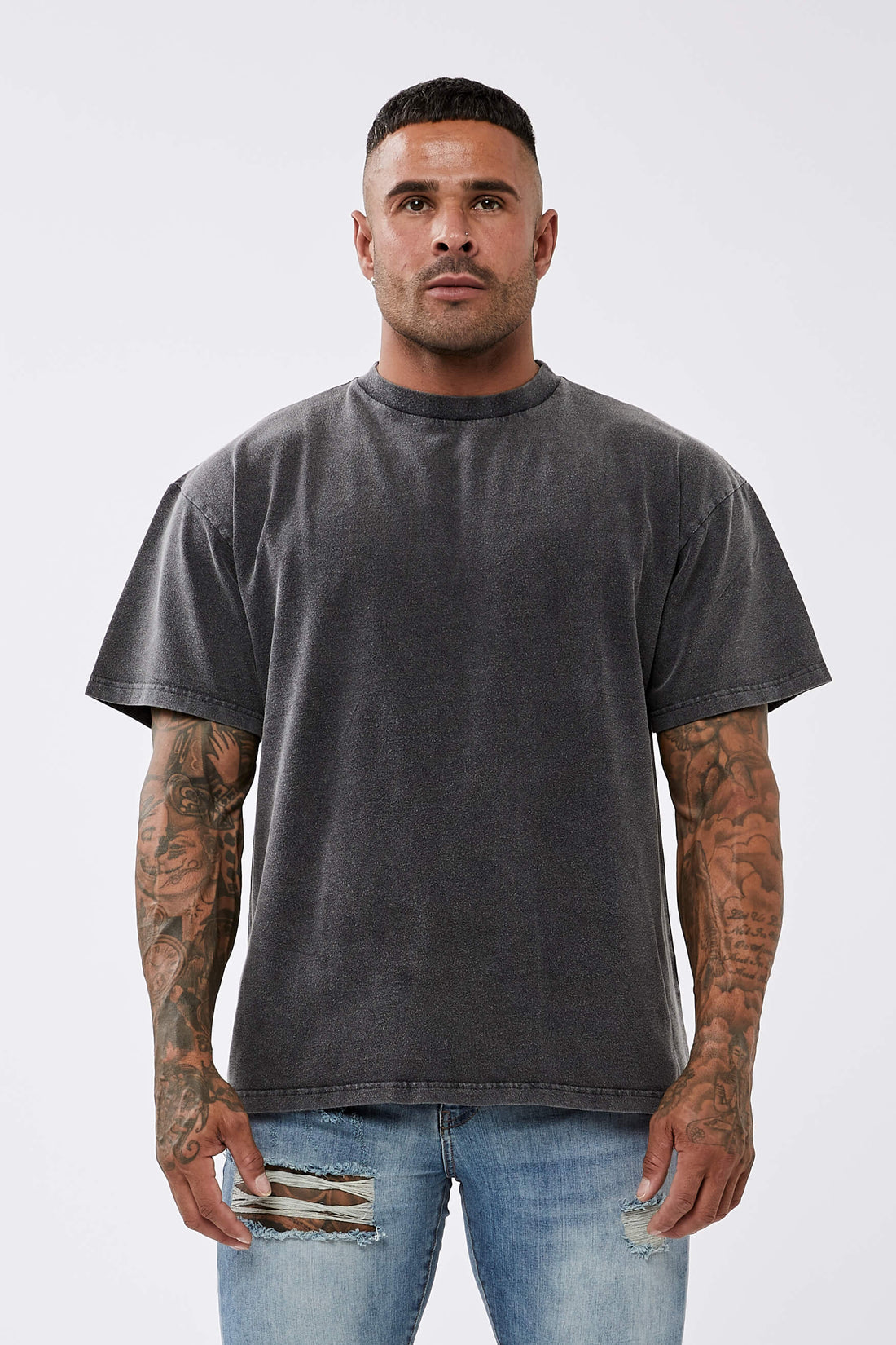 Legend London LEGEND* BASICS OVERSIZED T-SHIRT - WASHED GREY