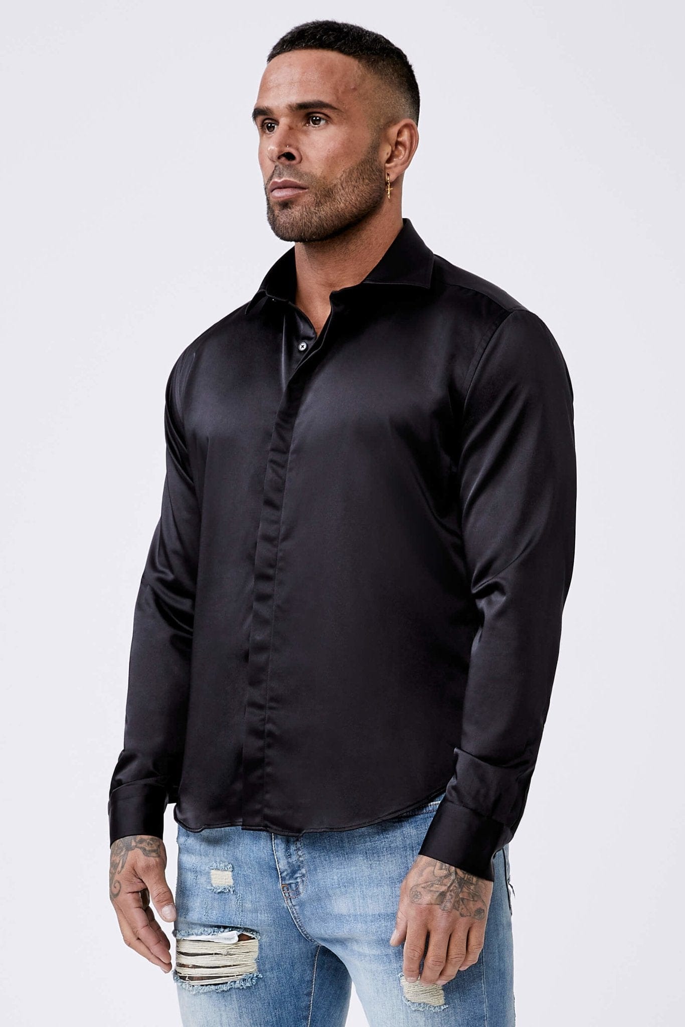 Mens satin hot sale dress shirt