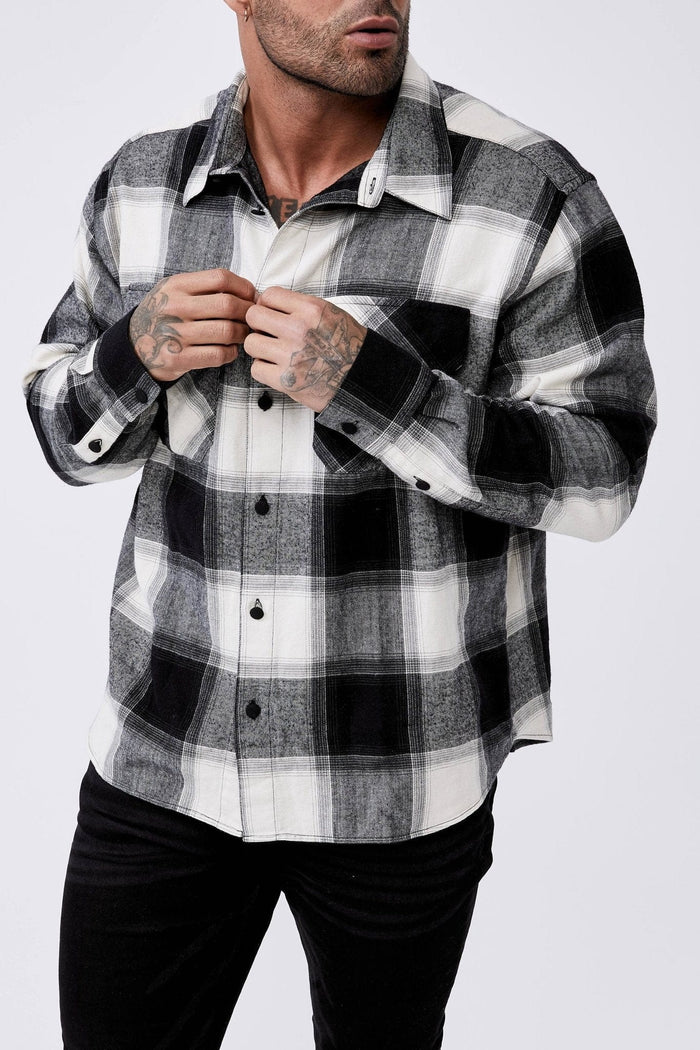 PLAID FLANNEL - BLACK & WHITE