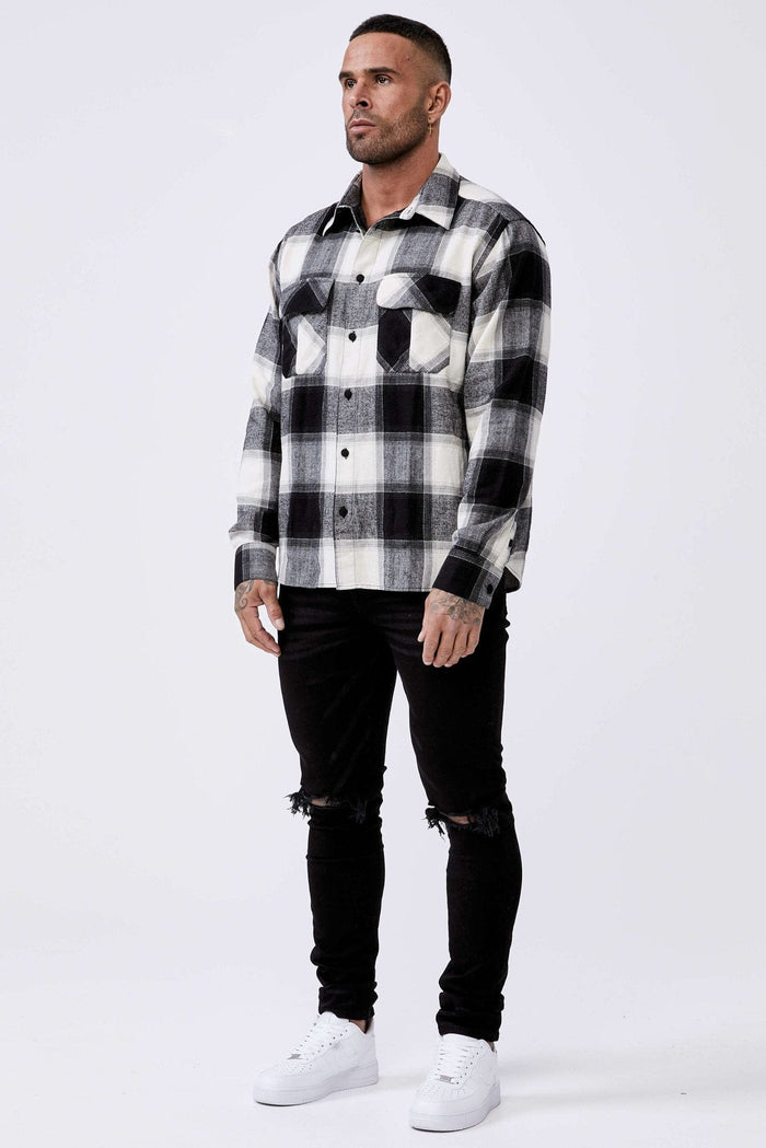 PLAID FLANNEL - BLACK & WHITE