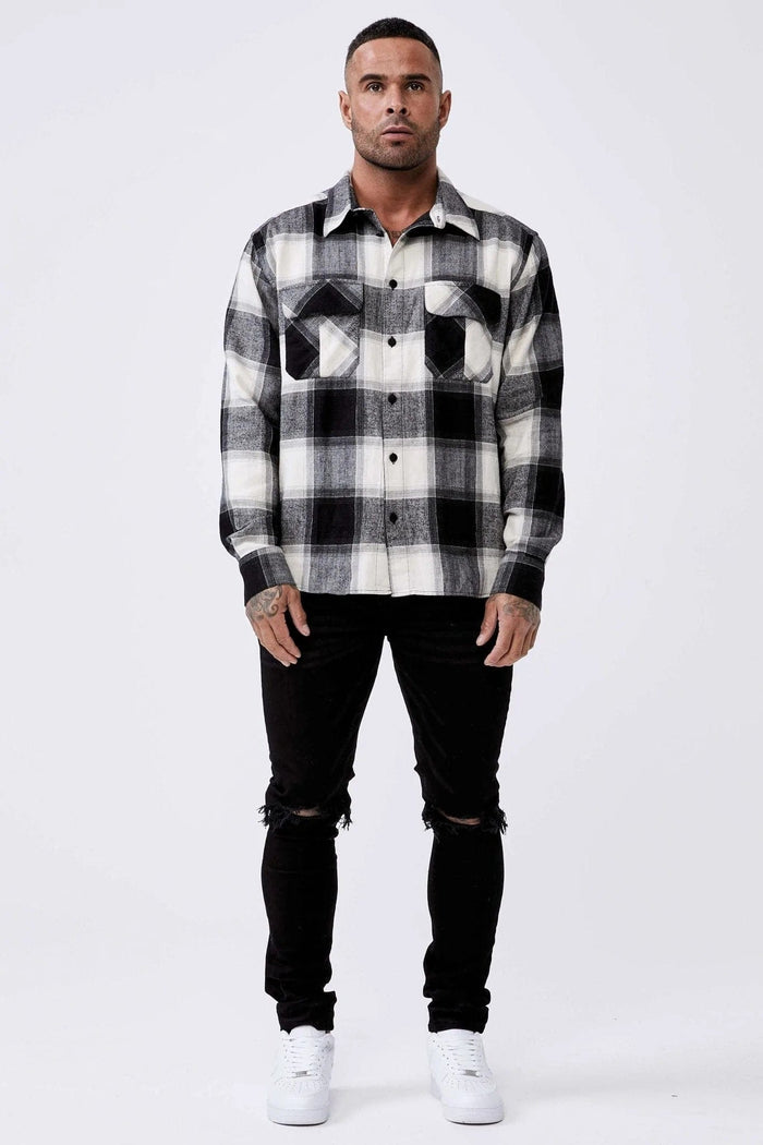 PLAID FLANNEL - BLACK & WHITE