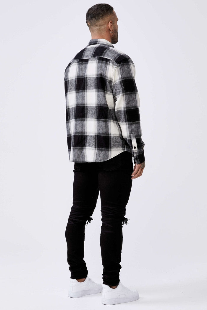 PLAID FLANNEL - BLACK & WHITE