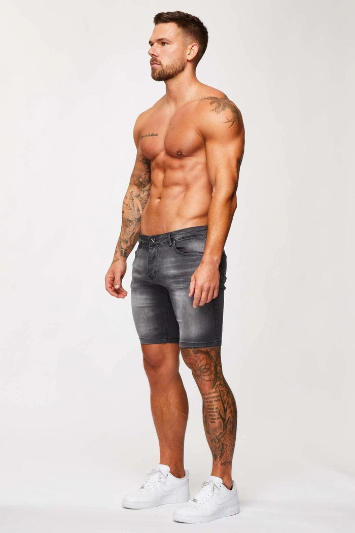 DENIM SHORT - WASHED GREY