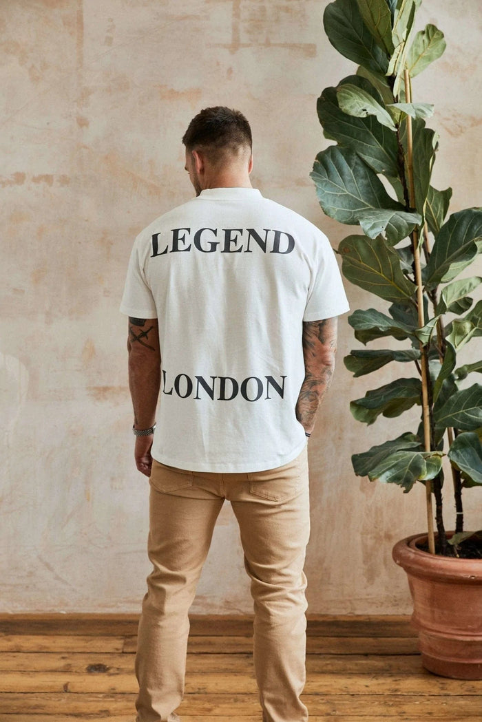 BACK SPLIT LOGO T-SHIRT - CREAM