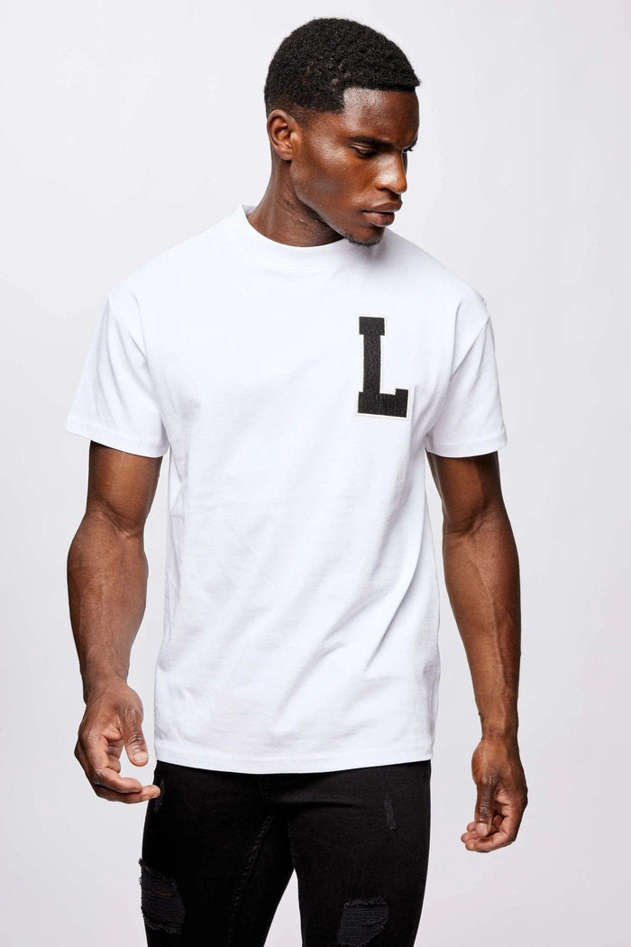 VARSITY L T-SHIRT - WIT